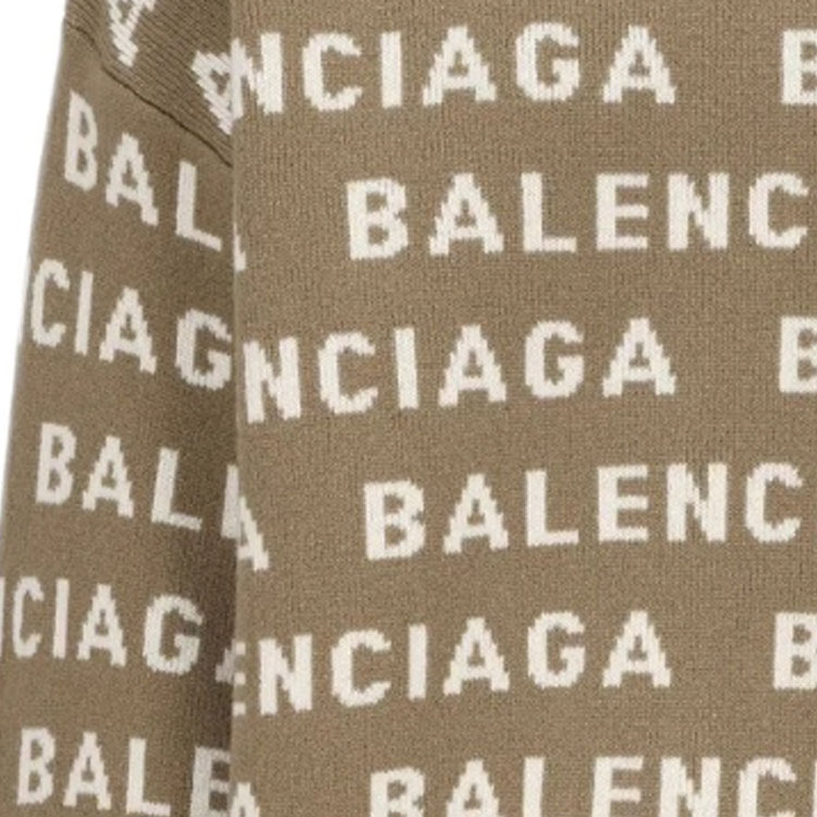 Sizing 발렌시아가 FW23 브라운 레터 인타르시아 오버사이즈 크루넥 롱슬리브 스웨터 남성용. 761596T16739677