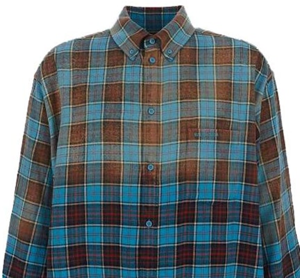 Balenciaga FW23 格紋翻領長袖襯衫 藍色經典版 男裝 715030TMM116305 Purchase Balenciaga FW23 格紋翻領長袖襯衫 藍色經典版 男裝 715030TMM116305