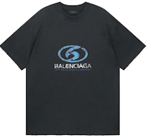 Balenciaga FW23 Distressed Blue Logo Graphic Print Unisex T-Shirt Regular Fit. 764235TPVM39038 Balenciaga FW23 Distressed Blue Logo Graphic Print Unisex T-Shirt Regular Fit. 764235TPVM39038