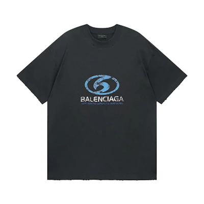 Balenciaga FW23 Distressed Blue Logo Graphic Print Unisex T-Shirt Regular Fit. 764235TPVM39038