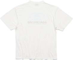 Balenciaga FW23 Baju-T Uniseks Logo Biru Grafik Distressed Potongan Biasa. 764235TPVM39038 Order Balenciaga FW23 Baju-T Uniseks Logo Biru Grafik Distressed Potongan Biasa. 764235TPVM39038