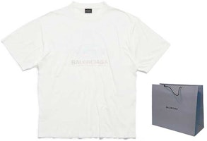 Balenciaga FW23 Baju-T Uniseks Logo Biru Grafik Distressed Potongan Biasa. 764235TPVM39038 Lookbook Balenciaga FW23 Baju-T Uniseks Logo Biru Grafik Distressed Potongan Biasa. 764235TPVM39038