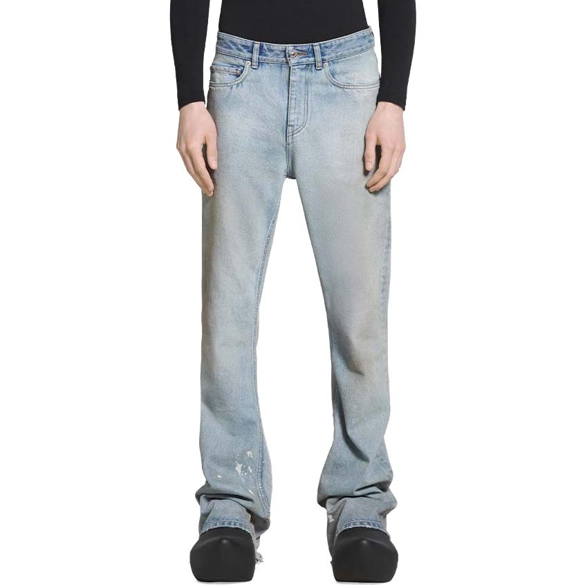 Purchase Balenciaga FW23 Jeans Longgar Unisex Denim Flared Distressed Biru. 751089TDW144016