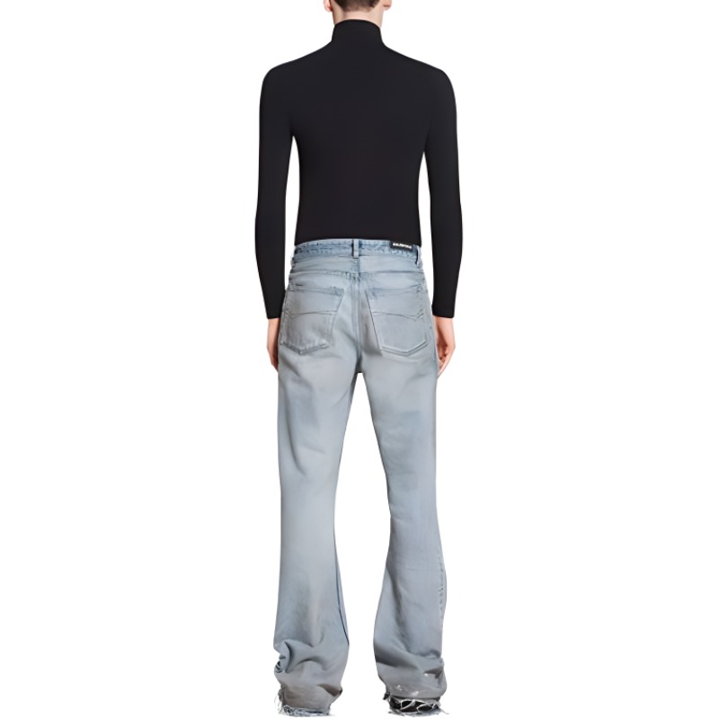 Details for Balenciaga FW23 Jeans Longgar Unisex Denim Flared Distressed Biru. 751089TDW144016