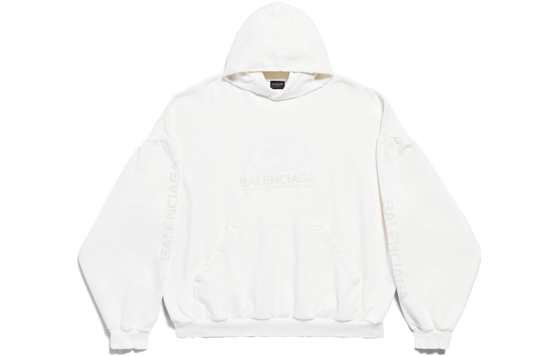 Balenciaga FW23 Distressed Logo Print Oversized Hoodie Unisex White 761458TPVM59038 圖 2