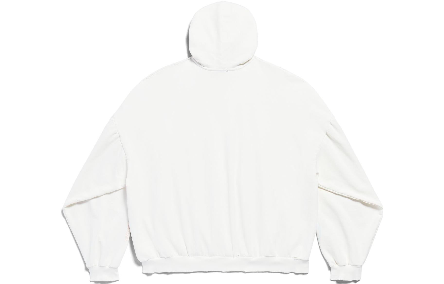 Balenciaga FW23 Distressed Logo Print Oversized Hoodie Unisex White 761458TPVM59038 圖 3