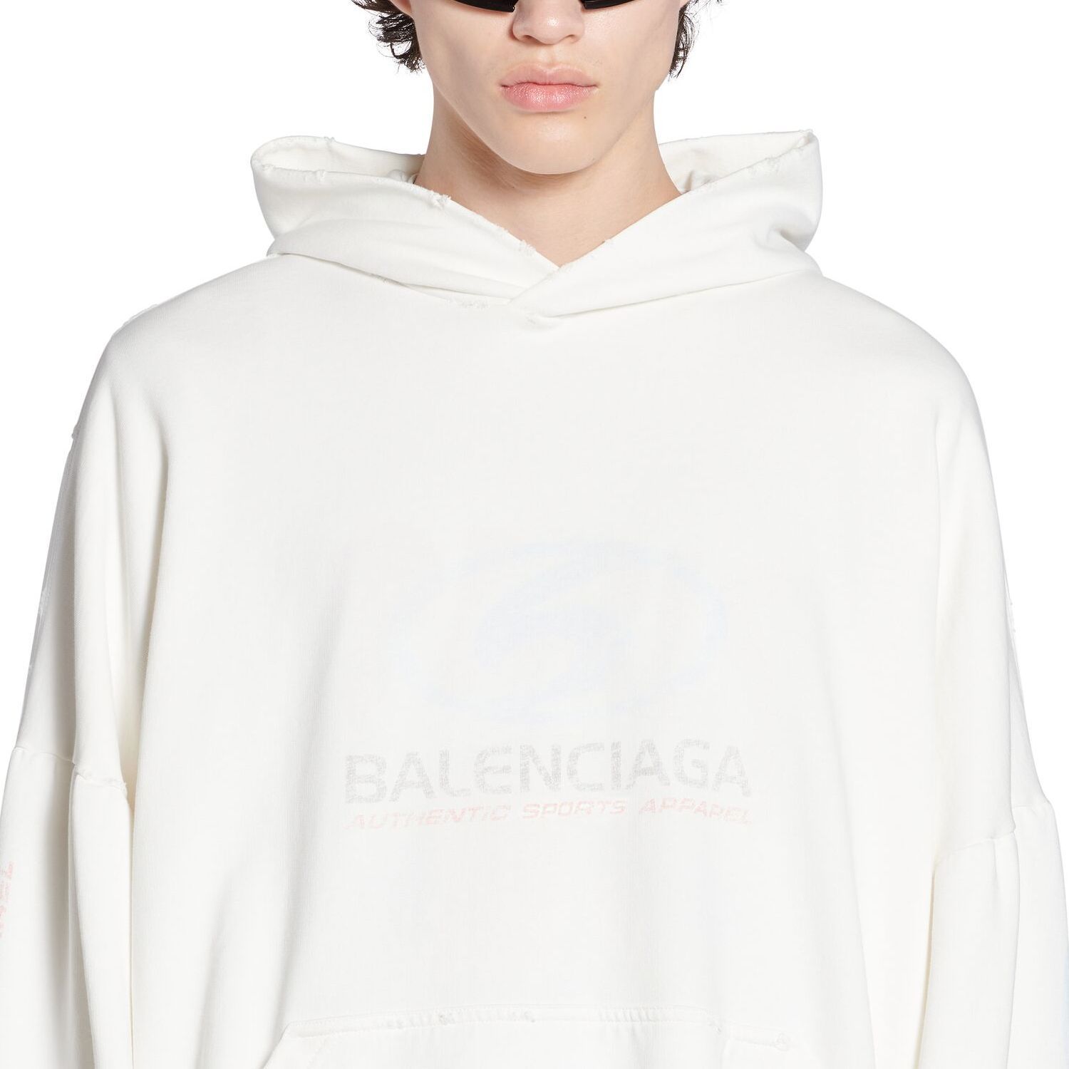 Balenciaga FW23 Distressed Logo Print Oversized Hoodie Unisex White 761458TPVM59038 圖 7