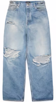 Balenciaga FW23 Distressed Relaxed Fit Unisex Denim Jeans Blue. 697833TDW143341 Balenciaga FW23 Distressed Relaxed Fit Unisex Denim Jeans Blue. 697833TDW143341