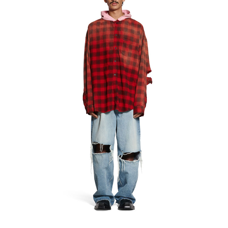 Purchase Balenciaga FW23 Distressed Relaxed Fit Unisex Denim Jeans Blue. 697833TDW143341