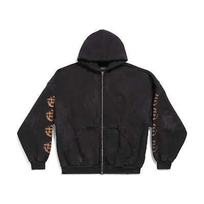 Balenciaga FW23 Double-Zip Hoodie Jacket Oversized Unisex Black. 744444TOVD91055