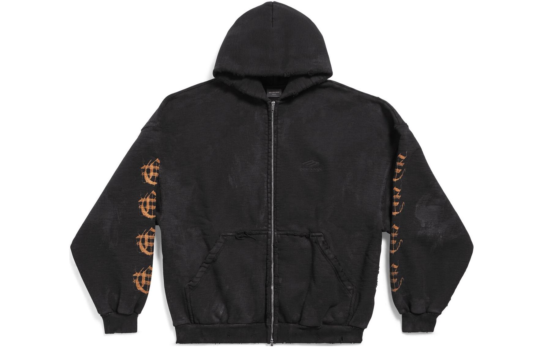 Order Balenciaga FW23 Double-Zip Hoodie Jacket Oversized Unisex Black. 744444TOVD91055