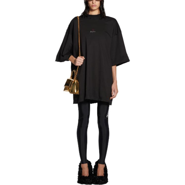 Balenciaga FW23 Embroidered Logo Black Relaxed Fit Unisex T-Shirt. 744439TOVM79070 圖 4