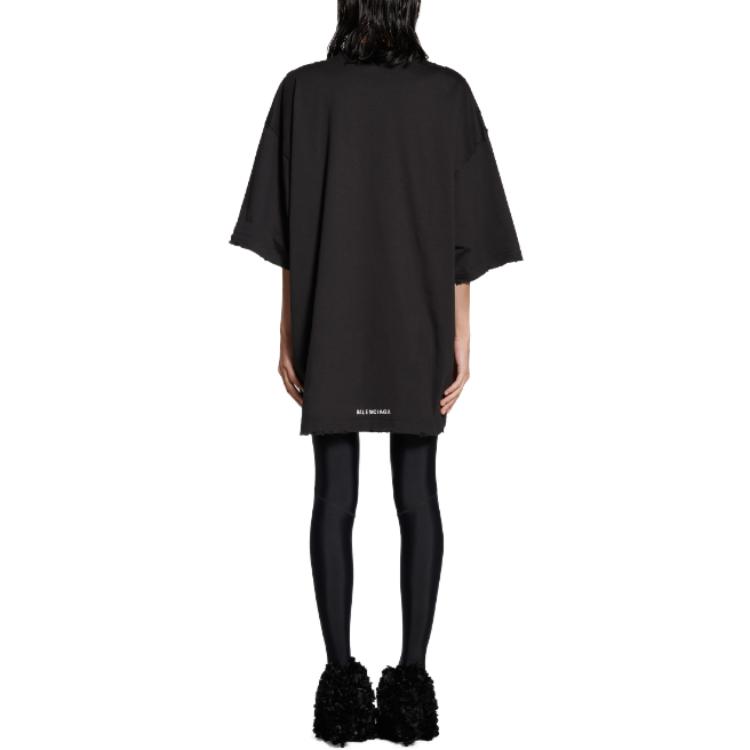 Balenciaga FW23 Embroidered Logo Black Relaxed Fit Unisex T-Shirt. 744439TOVM79070 圖 5