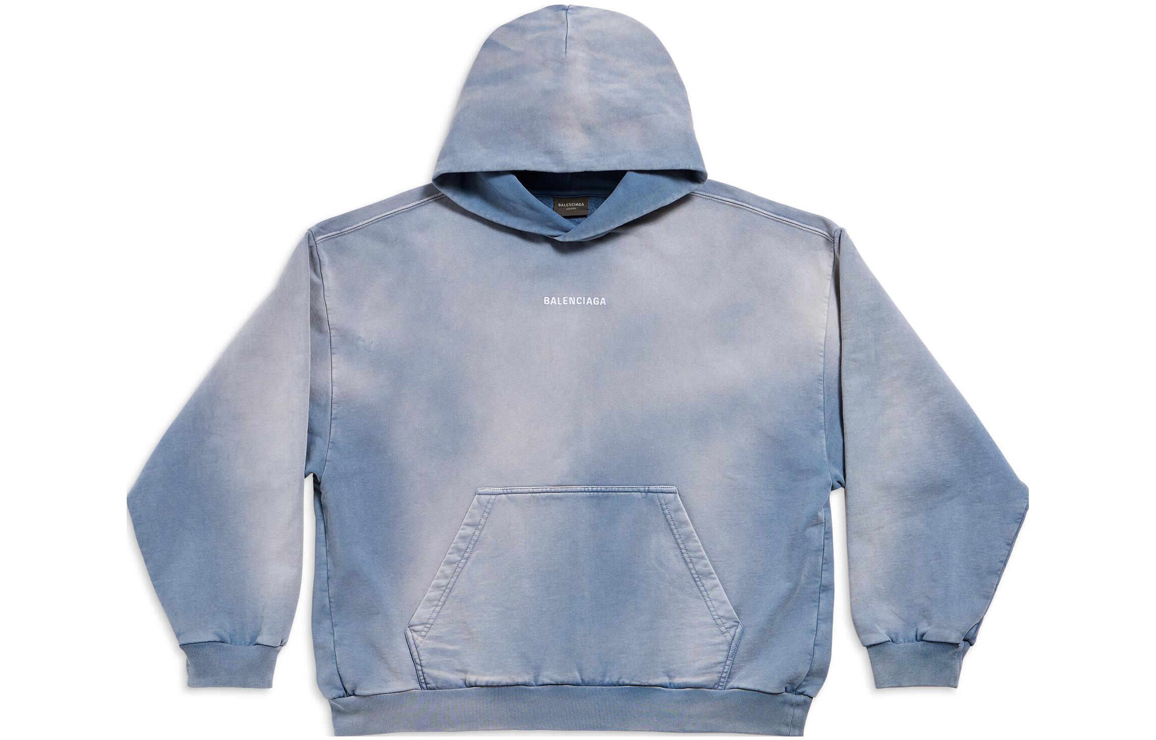 Balenciaga FW23 Faded Logo Print Unisex Blue Sweatshirt. 767877TPVK24313