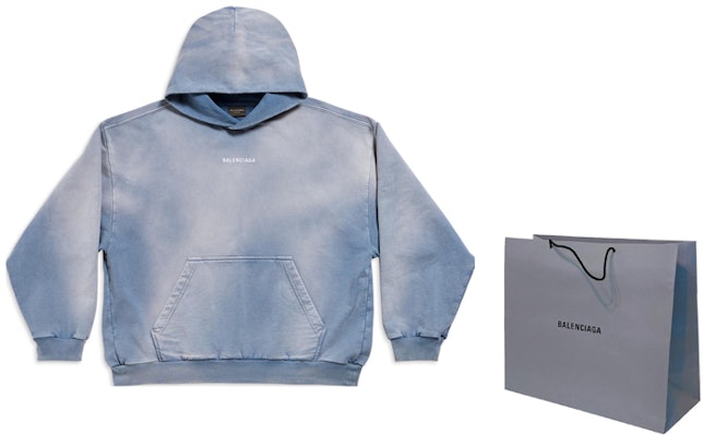 Balenciaga FW23 Baju Biru Unisex Logo Pudar. 767877TPVK24313 Shop Balenciaga FW23 Baju Biru Unisex Logo Pudar. 767877TPVK24313