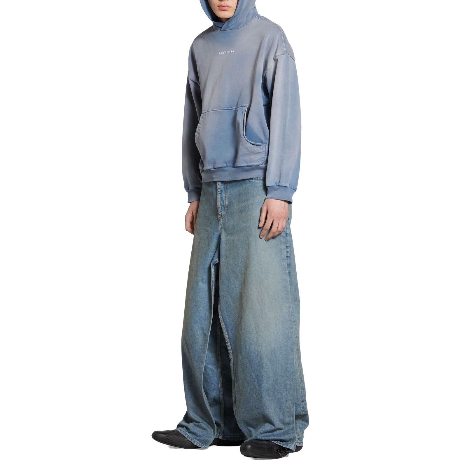 Purchase Balenciaga FW23 Baju Biru Unisex Logo Pudar. 767877TPVK24313