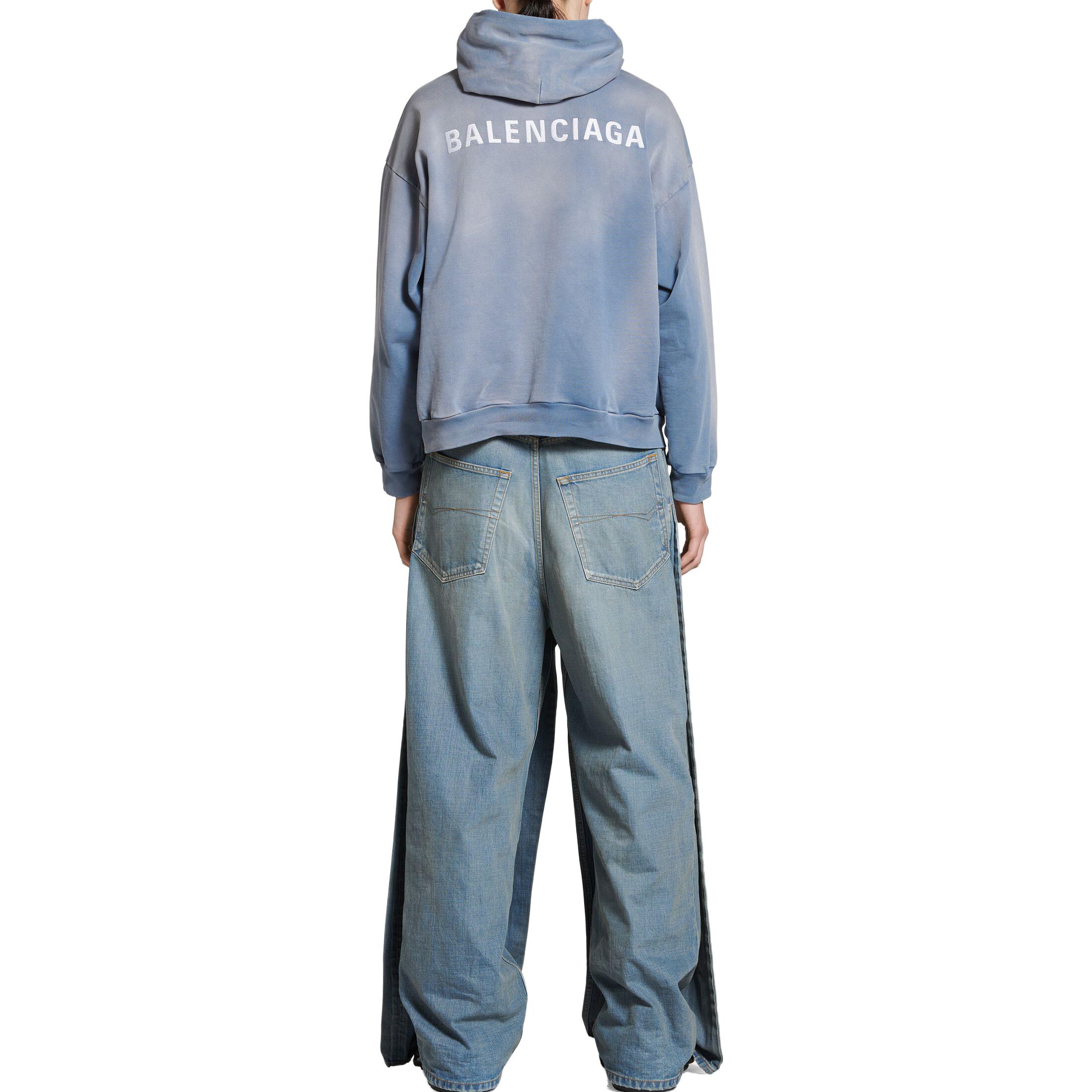 Details for Balenciaga FW23 Baju Biru Unisex Logo Pudar. 767877TPVK24313