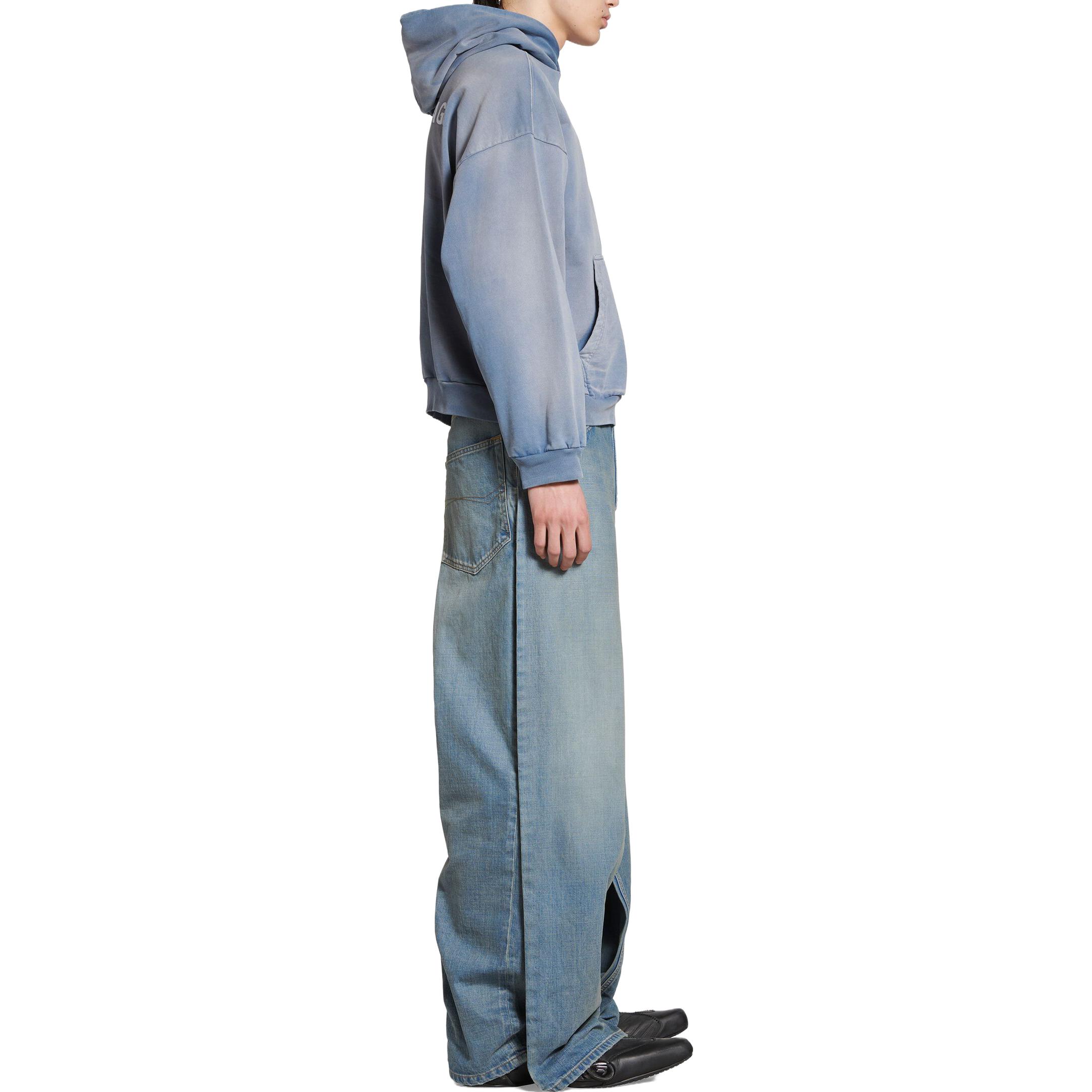 Sizing Balenciaga FW23 Baju Biru Unisex Logo Pudar. 767877TPVK24313