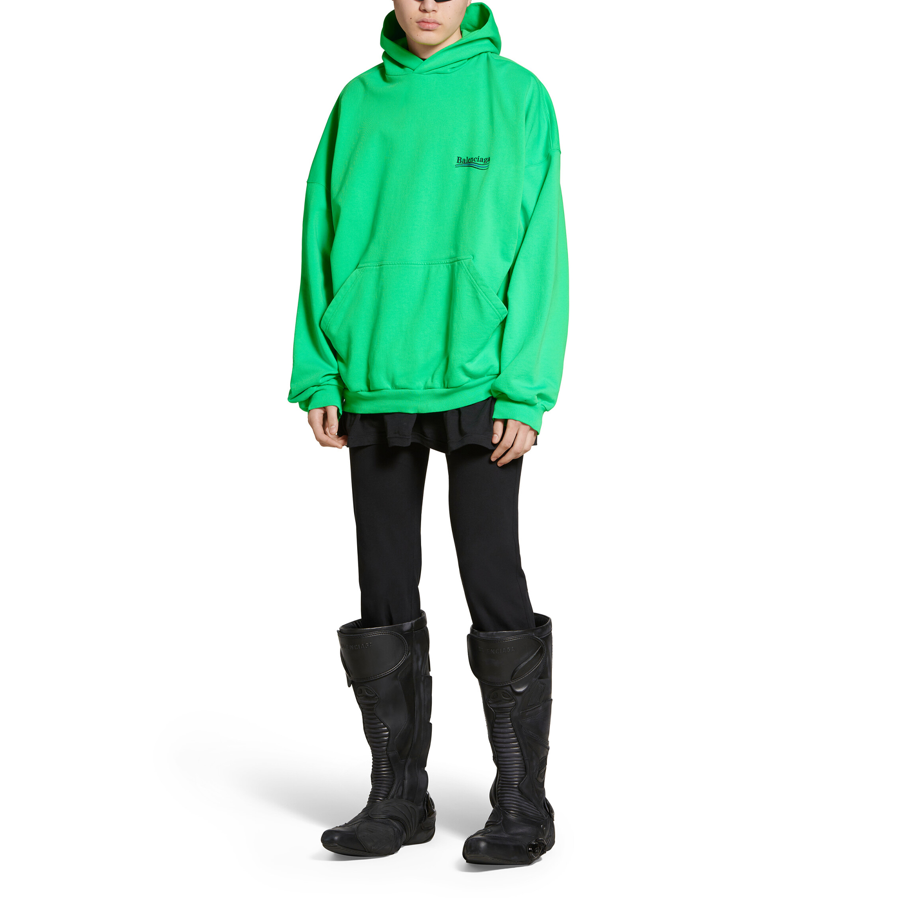 Balenciaga FW23 Green Logo Print Oversized Hoodie Unisex. 739024TPVD23600 圖 4