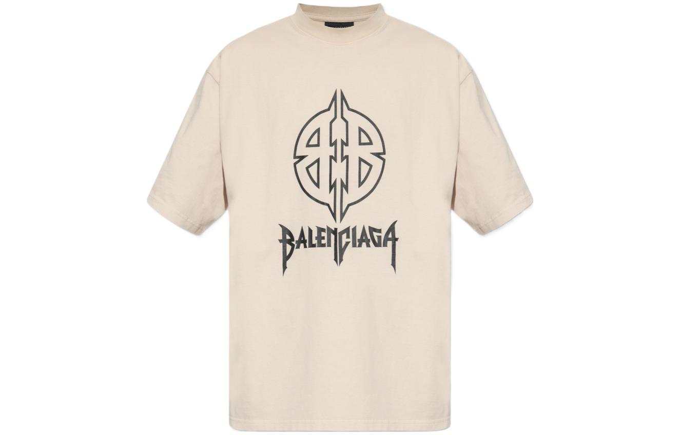 Balenciaga FW23 Icon Print Crewneck Regular Fit T-Shirt Light Brown Men. 764235TPVI29711
