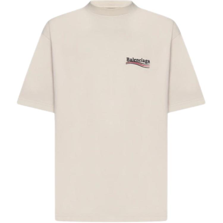 Balenciaga FW23 Letter Logo Print Crewneck T-Shirt Beige  Regular Fit. 641675TKVJ19711
