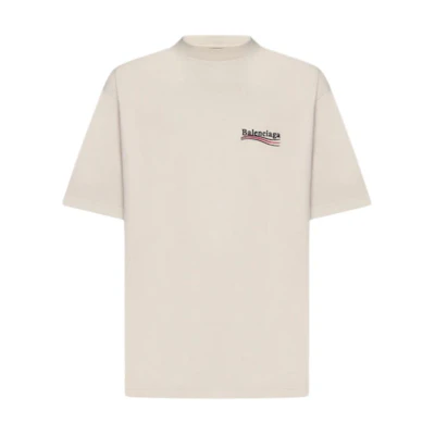 Balenciaga FW23 Letter Logo Print Crewneck T-Shirt Beige Regular Fit. 641675TKVJ19711