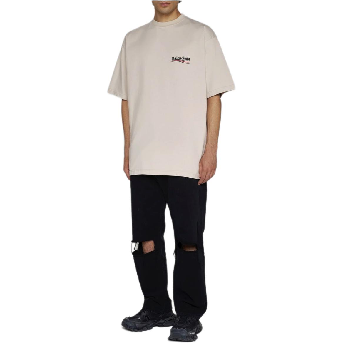 Balenciaga FW23 Letter Logo Print Crewneck T-Shirt Beige  Regular Fit. 641675TKVJ19711 圖 3