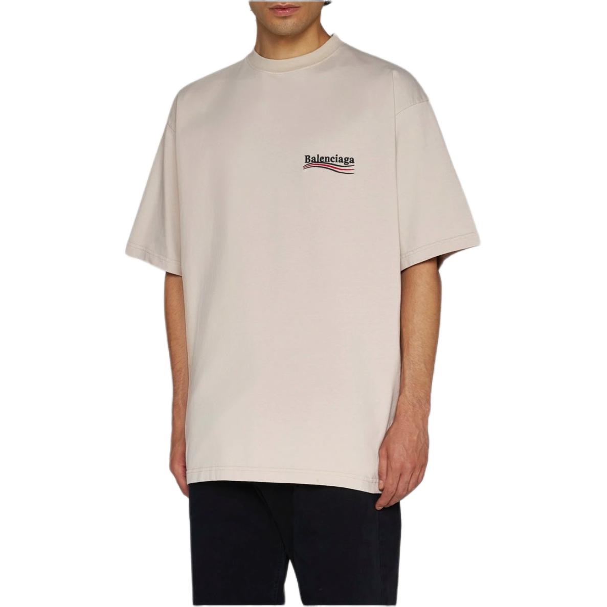 Balenciaga FW23 Letter Logo Print Crewneck T-Shirt Beige  Regular Fit. 641675TKVJ19711 圖 4