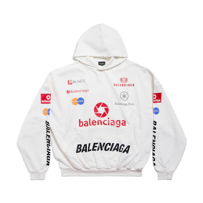 Balenciaga FW23 Letter Logo Print Hoodie Unisex Oversized Fit White. 767885TPVF19000
