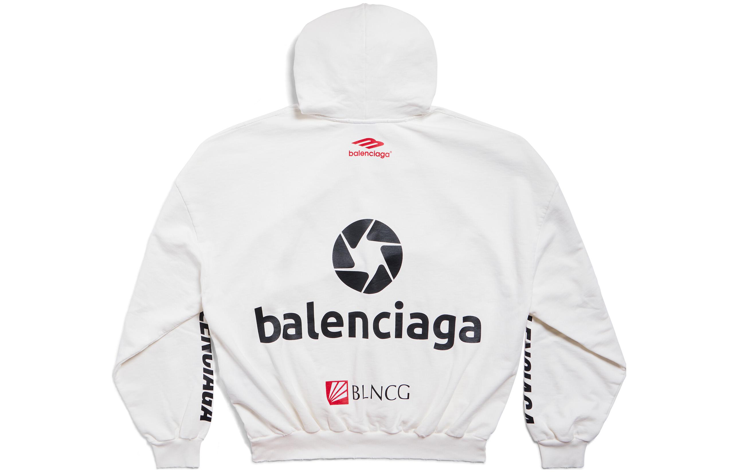 Lookbook Sudadera Balenciaga FW23 Logo Letras Unisex Ajuste Oversize Blanca. 767885TPVF19000