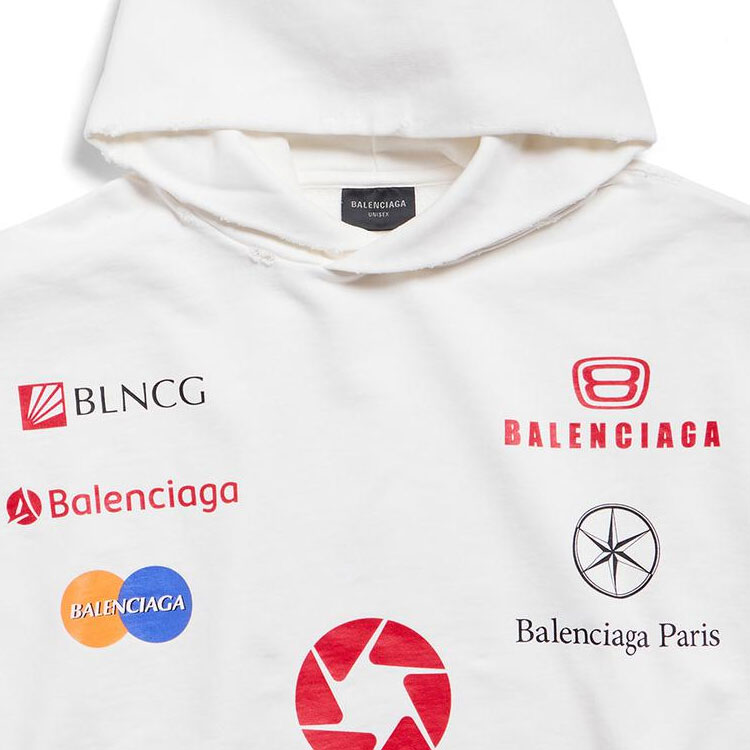 Sizing Sudadera Balenciaga FW23 Logo Letras Unisex Ajuste Oversize Blanca. 767885TPVF19000