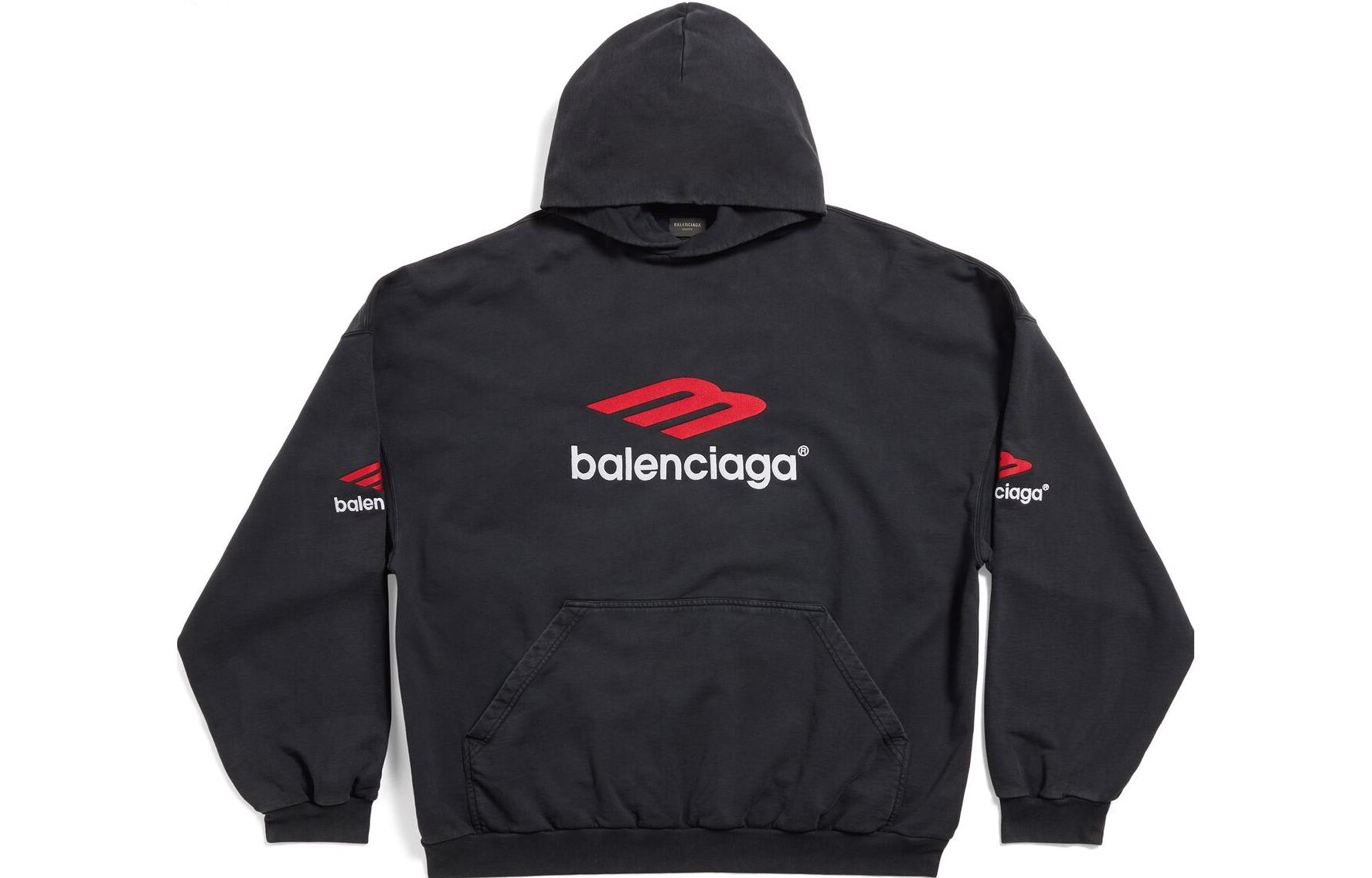 Balenciaga FW23 Letter Print Black Hoodie Unisex Relaxed Fit. 739024TPVD81470