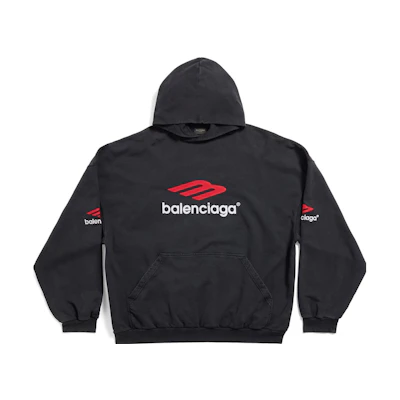 Balenciaga FW23 Letter Print Black Hoodie Unisex Relaxed Fit. 739024TPVD81470