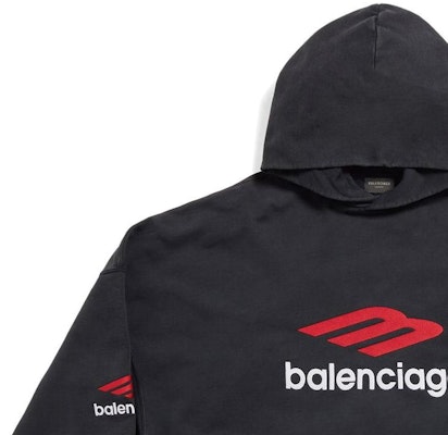 Balenciaga FW23 Hoodie Hitam Unisex dengan Motif Letter Print Fit Santai. 739024TPVD81470 1