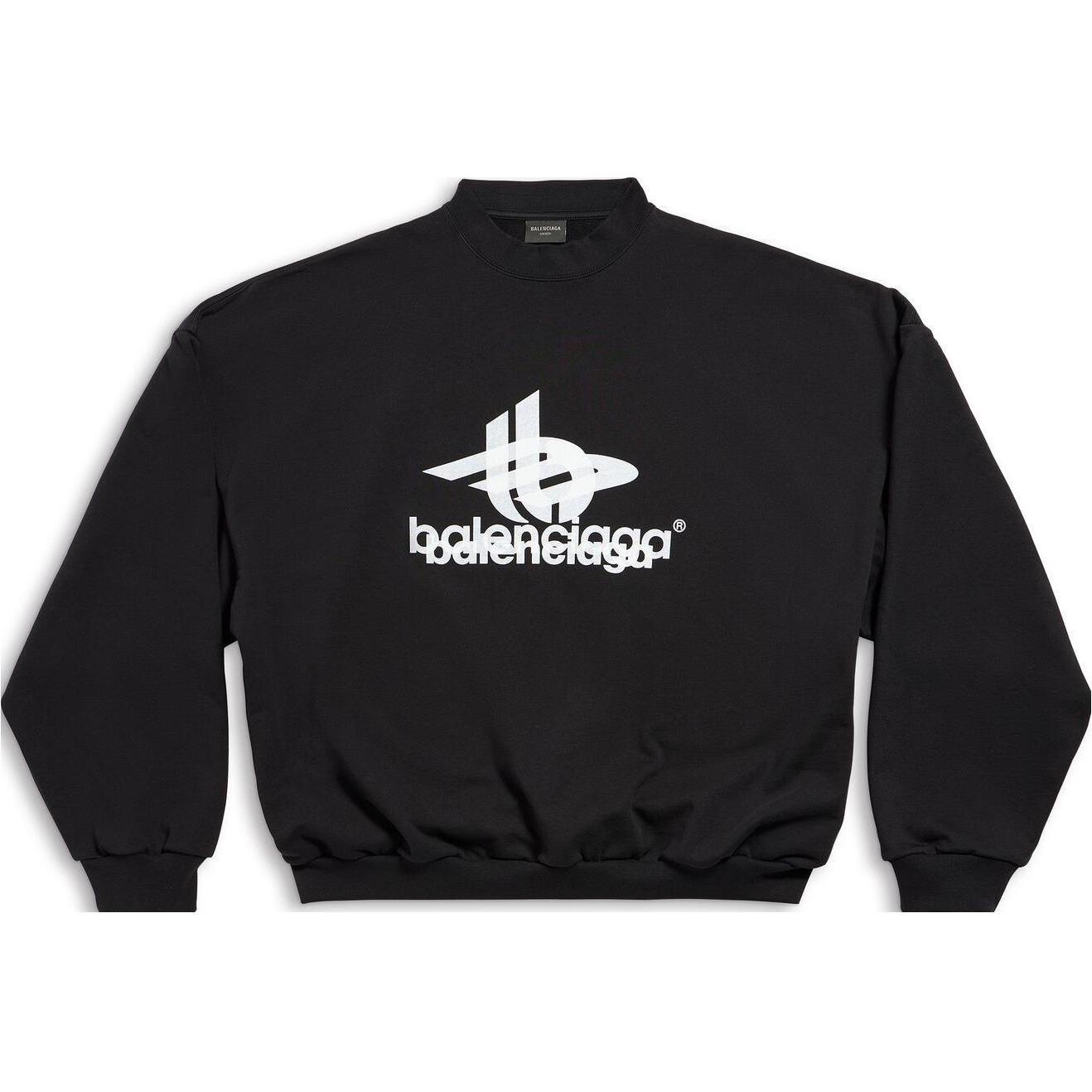 Balenciaga FW23 Letter Print Black Oversized Pullover Sweatshirt Men. 767860TPVF31070