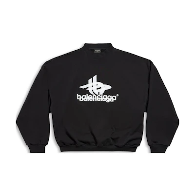 Balenciaga FW23 Letter Print Black Oversized Pullover Sweatshirt Men. 767860TPVF31070