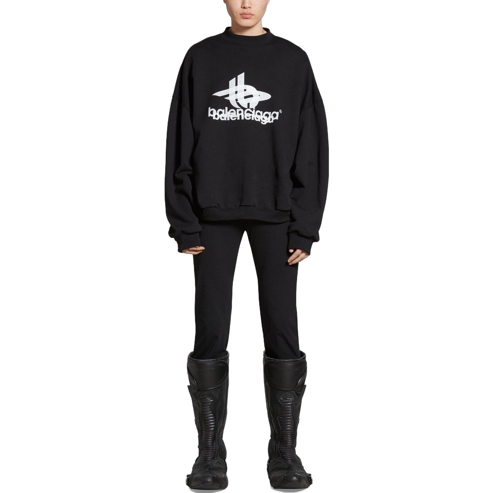 Sizing Balenciaga FW23 Letter Print Black Oversized Pullover Sweatshirt Men. 767860TPVF31070