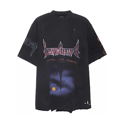 Balenciaga FW23 Letter Print Black Oversized Unisex Crewneck T-Shirt. 698811TOVT31055