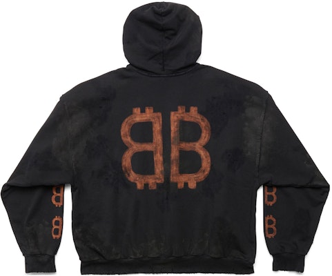 Balenciaga FW23 字母打印黑色男士常規版型破壞連帽衫. 742603TOVN71055 Lookbook Balenciaga FW23 字母打印黑色男士常規版型破壞連帽衫. 742603TOVN71055