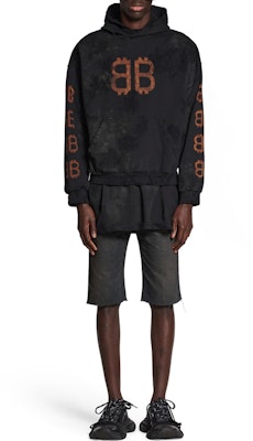 Balenciaga FW23 字母打印黑色男士常規版型破壞連帽衫. 742603TOVN71055 Purchase Balenciaga FW23 字母打印黑色男士常規版型破壞連帽衫. 742603TOVN71055