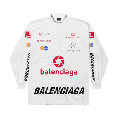 Balenciaga FW23 Letter Print Knit Long Sleeve T-Shirt Unisex White Loose Fit 767879TPVE99000
