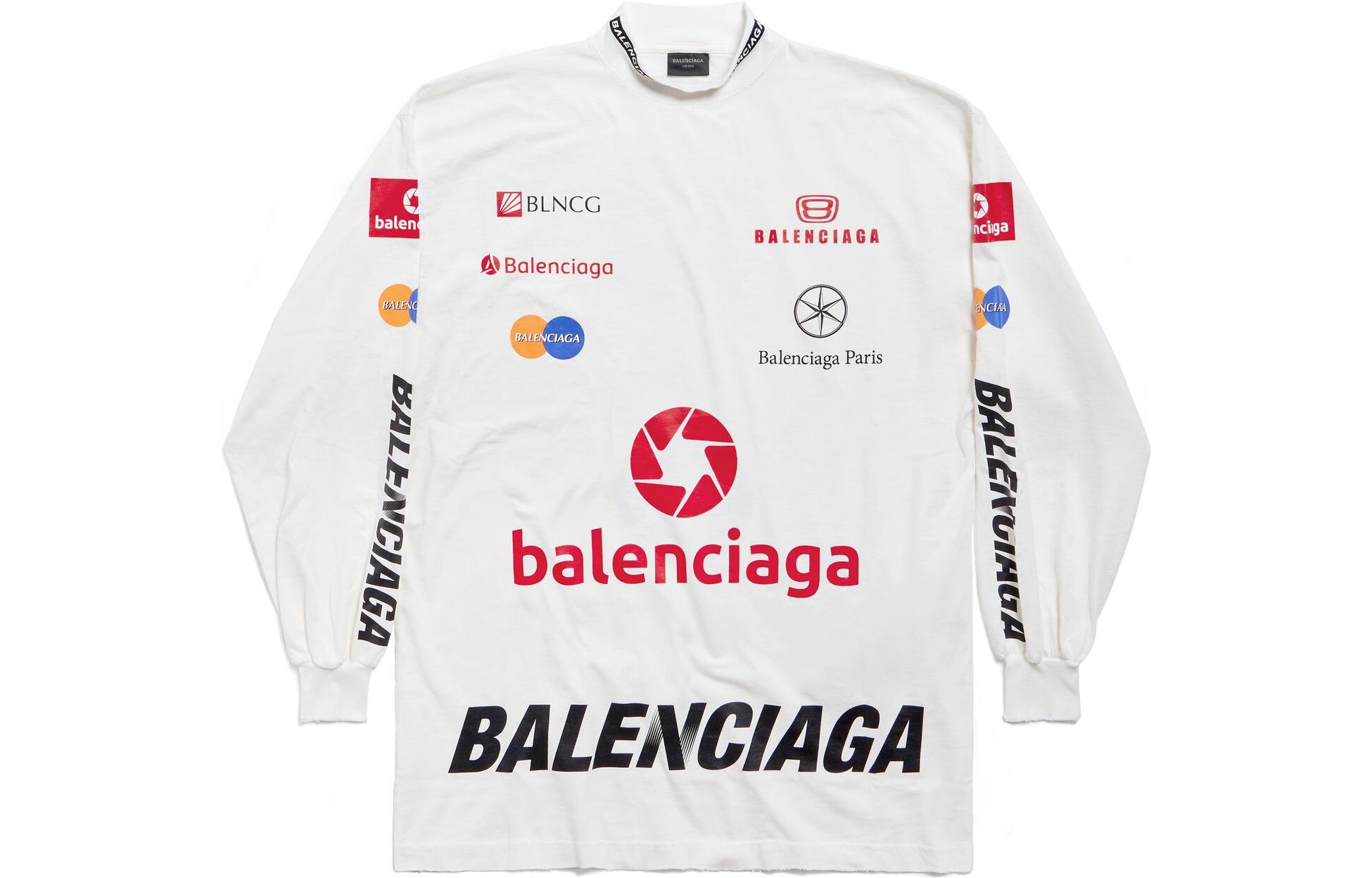 Order 발렌시아가 FW23 레터 프린트 니트 롱슬리브 티셔츠 유니섹스 화이트 루즈핏 767879TPVE99000