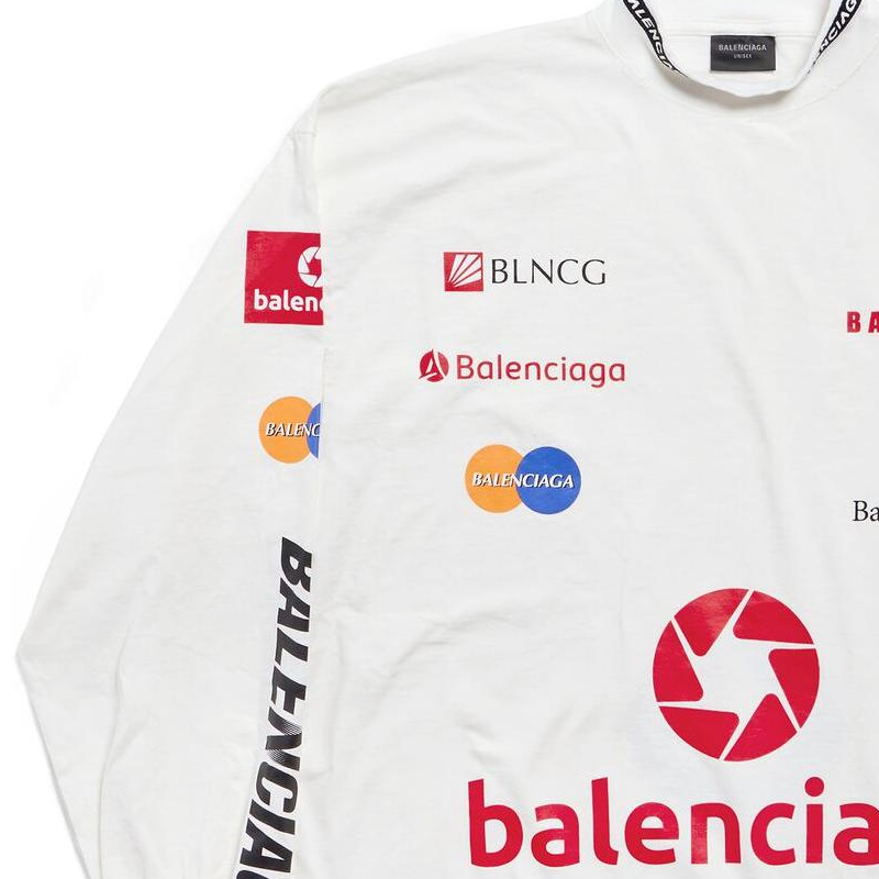 Purchase 발렌시아가 FW23 레터 프린트 니트 롱슬리브 티셔츠 유니섹스 화이트 루즈핏 767879TPVE99000