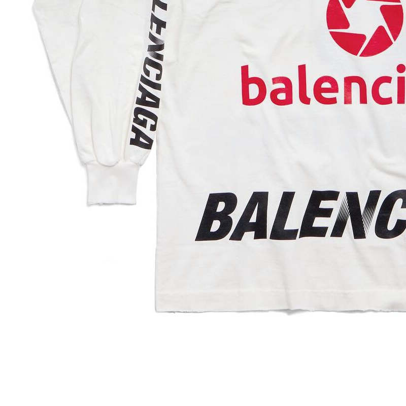 Sizing 발렌시아가 FW23 레터 프린트 니트 롱슬리브 티셔츠 유니섹스 화이트 루즈핏 767879TPVE99000