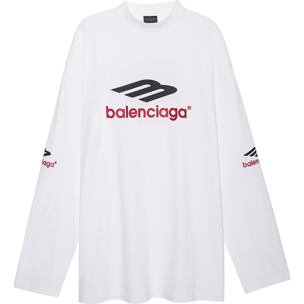 Balenciaga FW23 Letter Print Oversized Long Sleeve T-Shirt White for Men. 720250TPVD79065