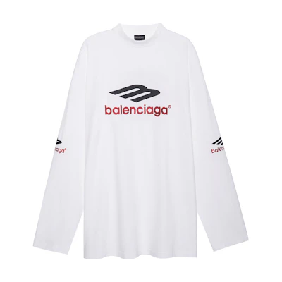 Balenciaga FW23 Letter Print Oversized Long Sleeve T-Shirt White for Men. 720250TPVD79065