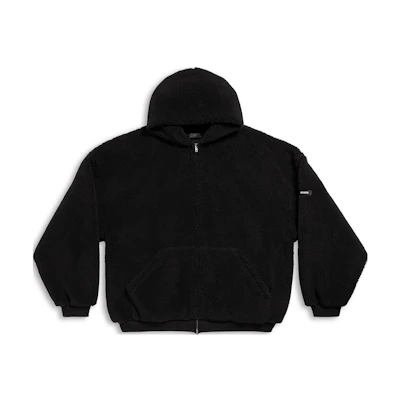 Balenciaga FW23 Logo Graphic Zip-Up Hoodie Unisex Black Loose Fit 768694TKQ261000