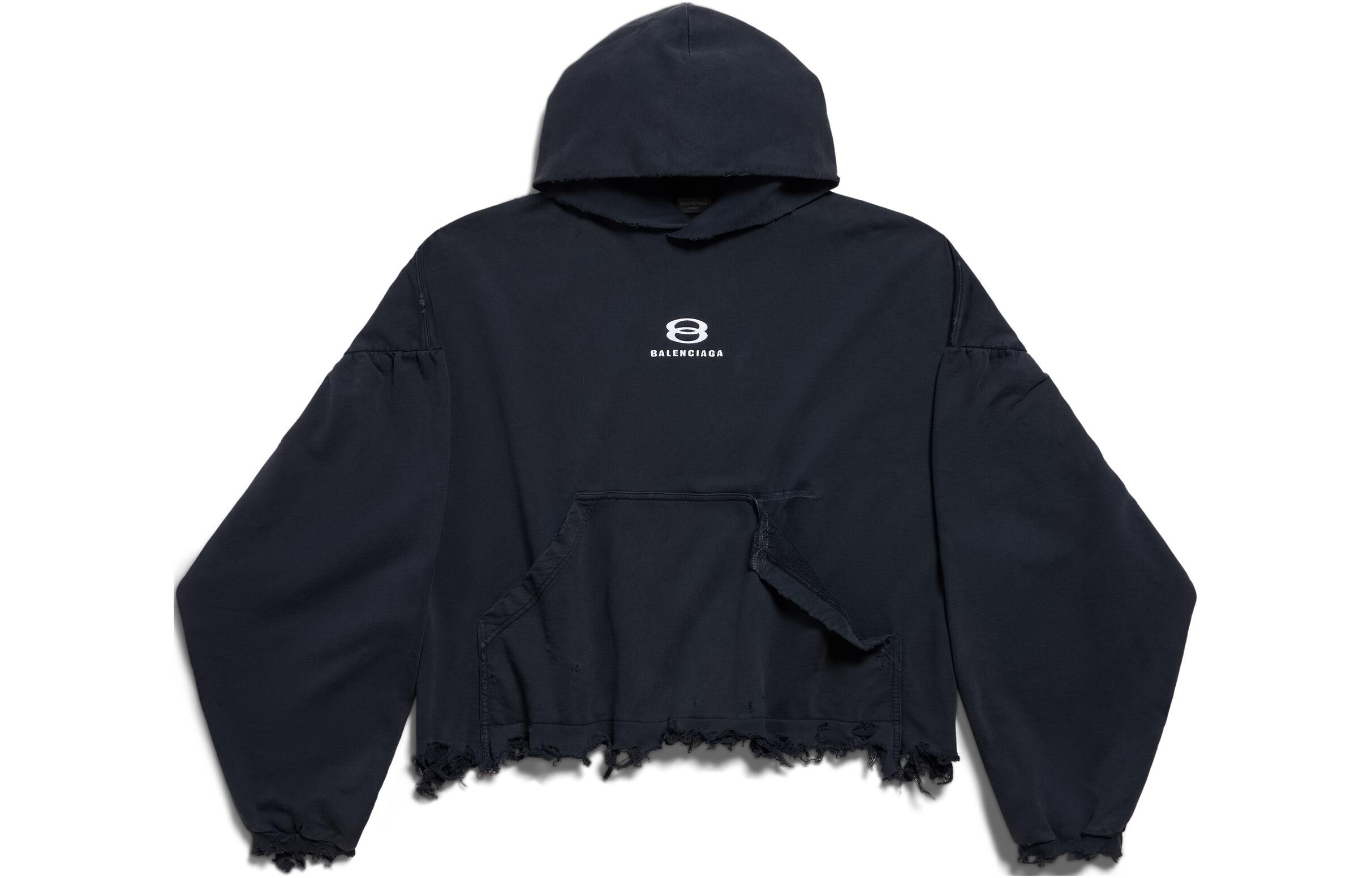 Balenciaga FW23 Logo Print Black Unisex Oversized Hoodie. 783397TQVB21569