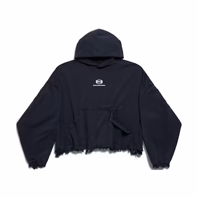 Balenciaga FW23 Logo Print Black Unisex Oversized Hoodie. 783397TQVB21569
