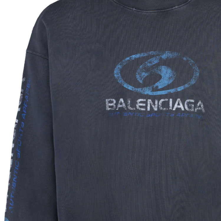Purchase Balenciaga FW23 標誌印花海軍藍圓領長袖T恤 常規版型 697869TPVU71412